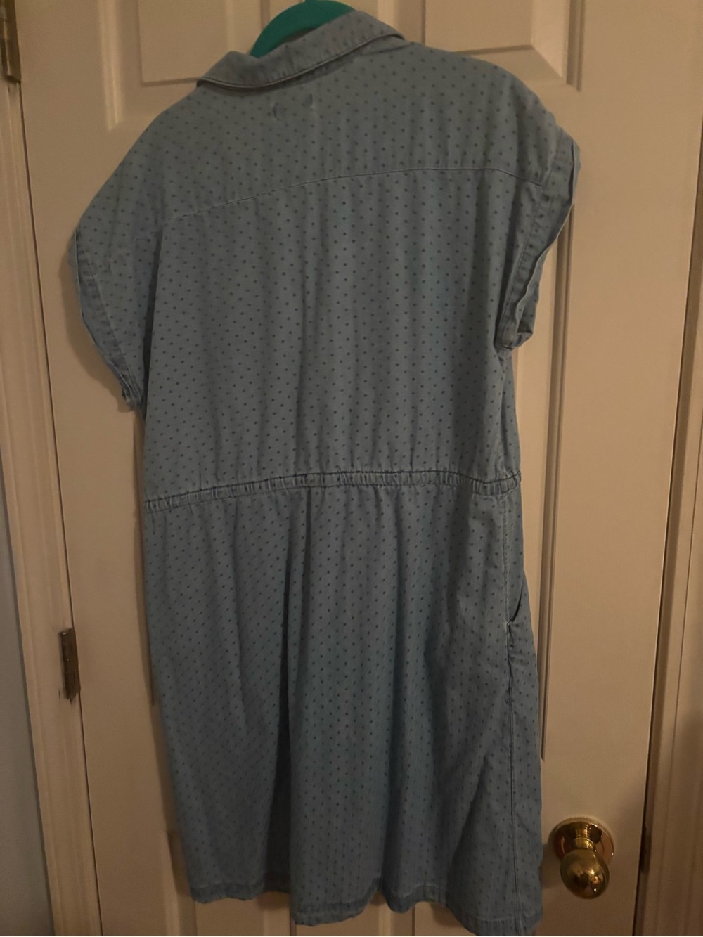 Old Navy Light Blue Chambray Dot-Print Casual Dress
